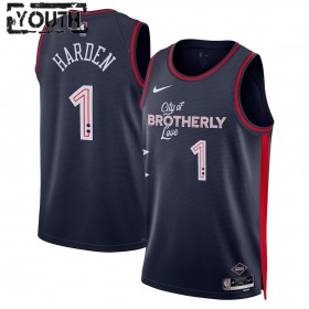 NBA Børn Trøje Philadelphia 76ers James Harden 2023-24 Nike City Edition Navy Swingman